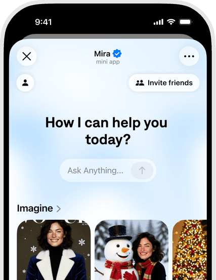 Mira application main page preview