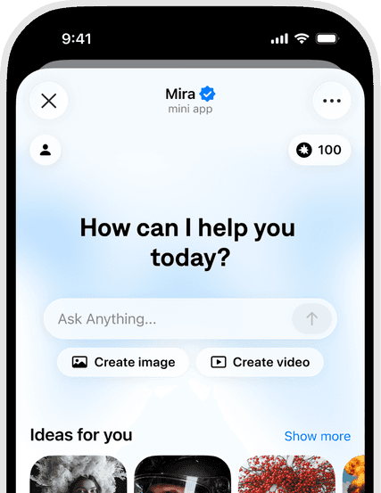 Mira application main page preview