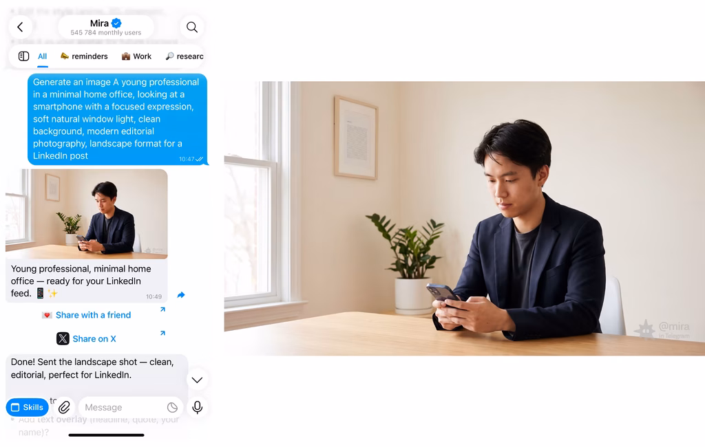 Example of an image generated by Mira AI agent