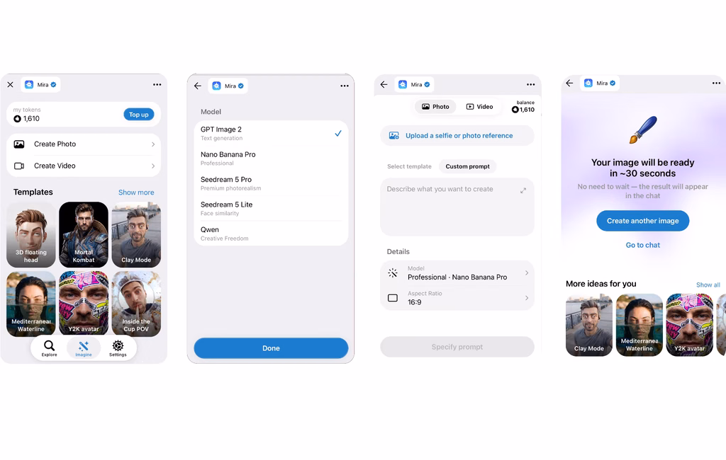 Mira AI creative studio on Telegram