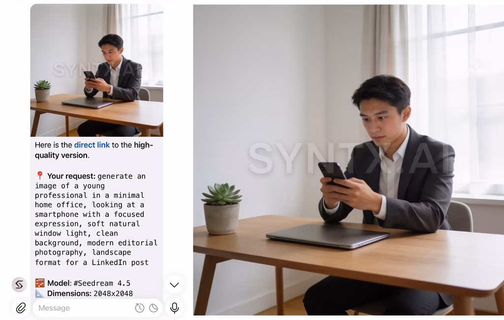 Example of an image generated by Syntx AI Telegram bot