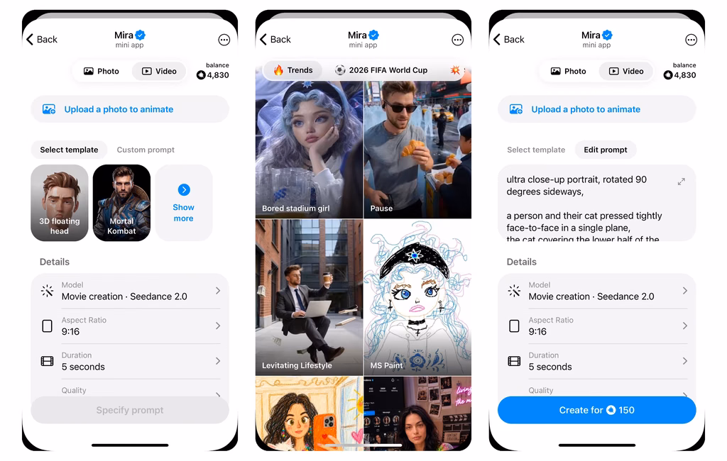 Template-based video generation with Mira AI